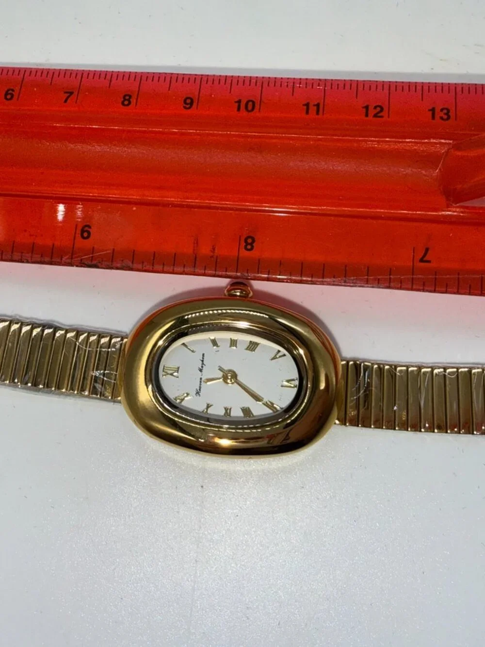 Heaven Mayhem Gold Tone Oval Watch Like New Working